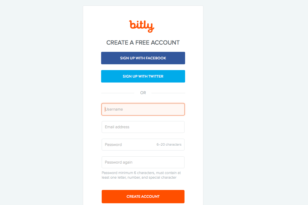 Page accueil bitly