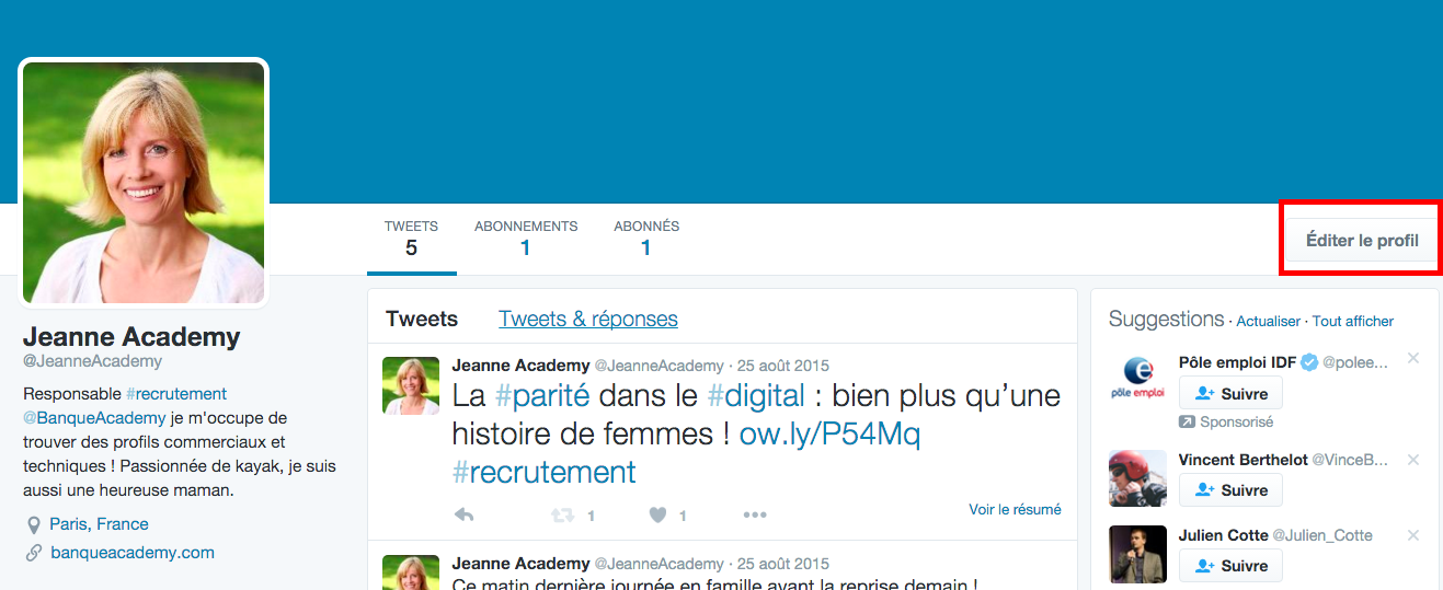 bio twitter recrutement