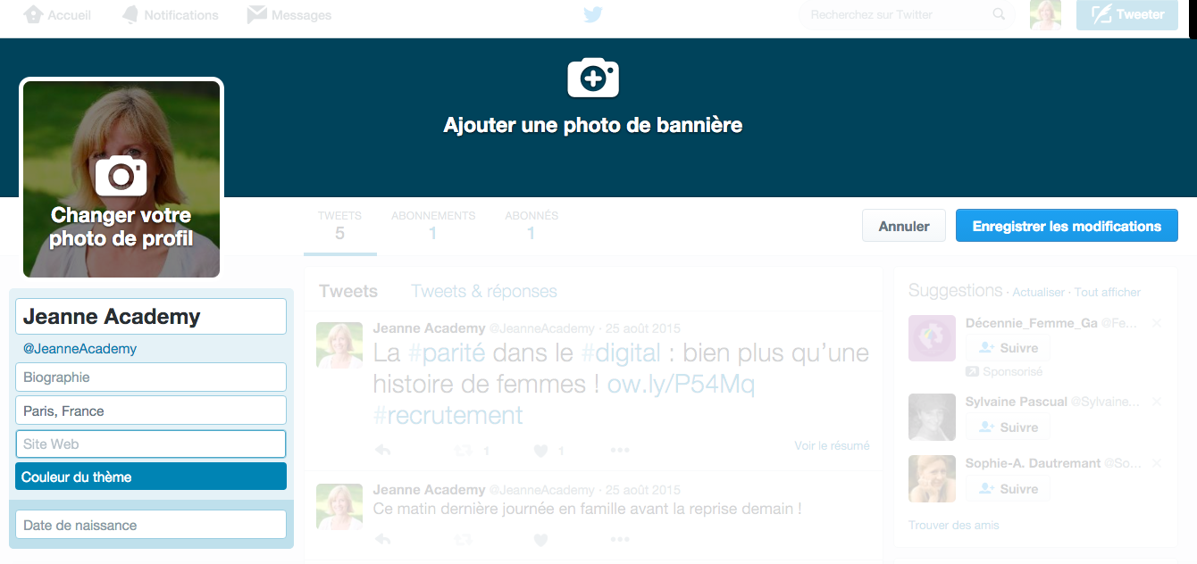 faire sa bio RH twitter