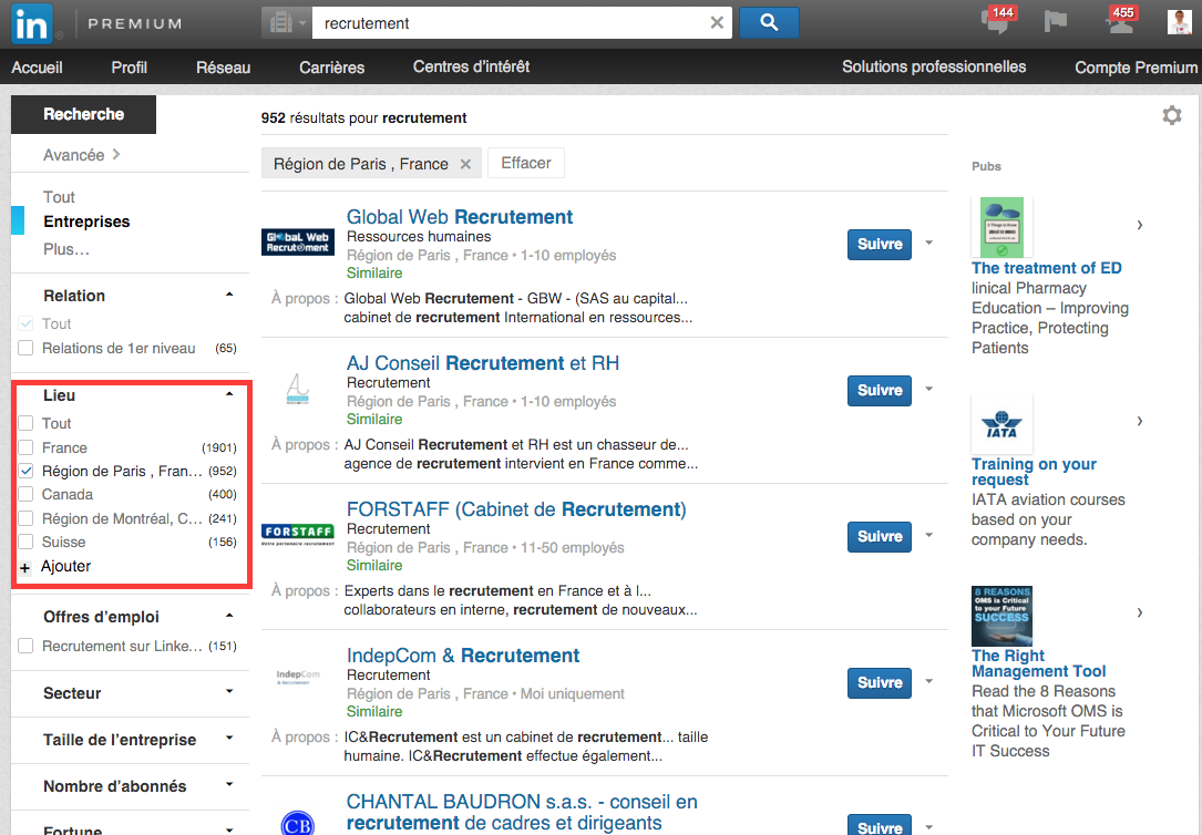 trouver des cibles recrutement et sourcing linkedin