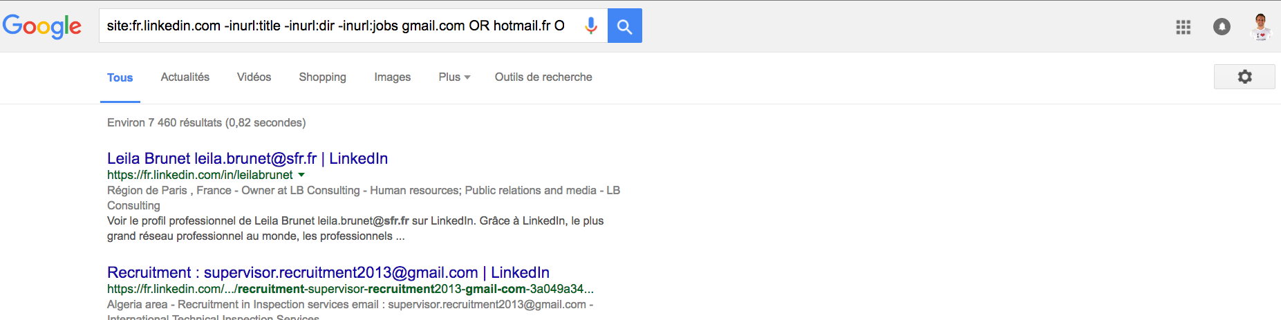 extraire et trouver adresses mails recrutement