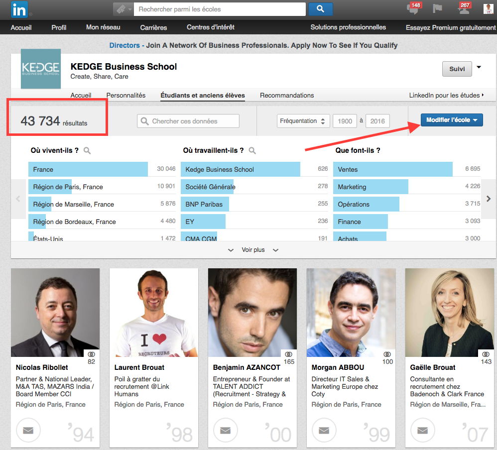 sourcing linkedin universite
