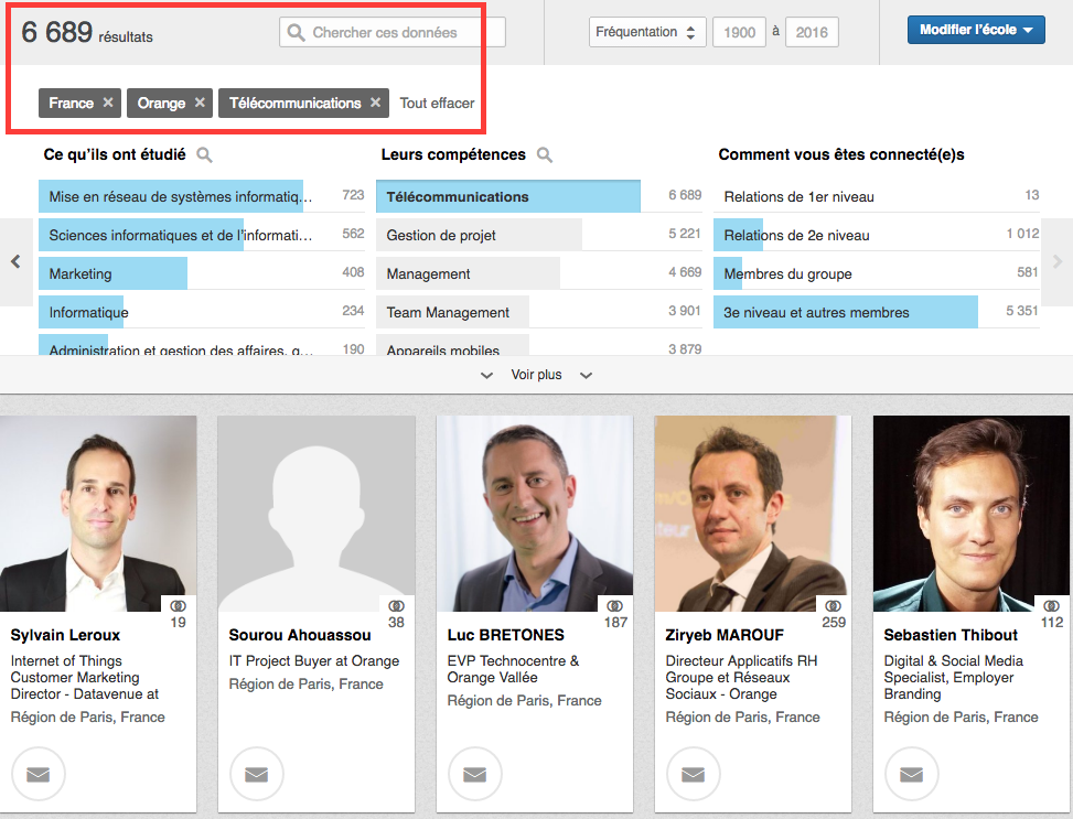 trouver des profils sur LinkedIn recrutement university