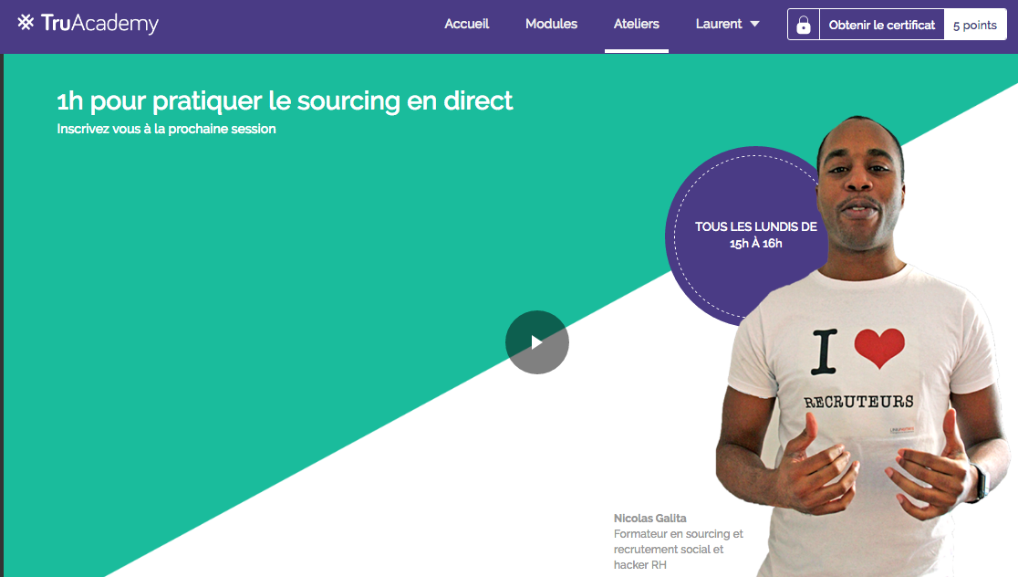 atelier hebdomadaire nicolas galita #TruAcademy sourcing